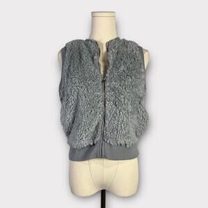 Aerie Sherpa Full Zip Grey Vest Size XS/S NEW